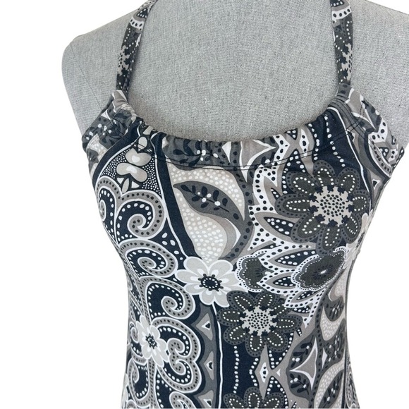 Prana Quinn Dress Women's XS Paisley Black Gray White Cross Back Shelf Bra - Picture 2 of 7